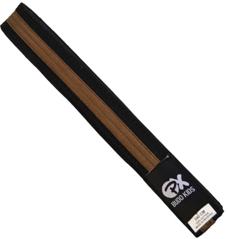 TEKKA BUDO Budogürtel Kids Soft, Längen - Weicher Farbgürtel für Kinder - Leicht zum Binden - Karate, Judo, Taekwondo, Kampfsport Schwarz-Braun 240 cm