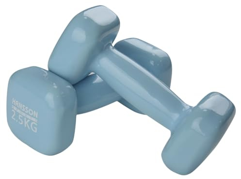 Hansson Sports® Vinyl Hantel 2er Set 0.5-5.0Kg Verschiedene Gewichte und Farbe zur Auswahl (2 * 2.5kg Hellblau)