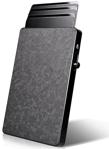 personalisierbarer Cardholder aus Forged Carbon & Aluminium, RFID-Schutz, für bis zu 6 Karten, Card Wallet, Card Holder, Wunschgravur, Kartenetui, Geldbeutel, Portmonnaie, Gravur, (Carbon Schwarz)