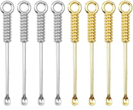 Tabanzhe Mini Snuff Spoon Set-8PCS Metal Tiny Medicine Powder Scoops Micro Smoke Shovel Spoon Small Necklace Pendants Tableware Tools(Gold and Silver)