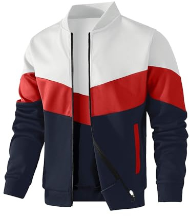 HYPESTFIT Men's Lightweight Bomber Jacket Color Block Varsity Coat Casual Jacket