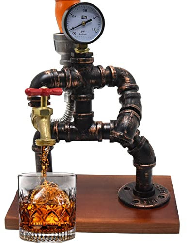Handcrafted Steampunk Pipe Liquor Dispenser Industrial Whiskey Holder with Rustic Style Perfect Bar Accessories for Home Bar Art