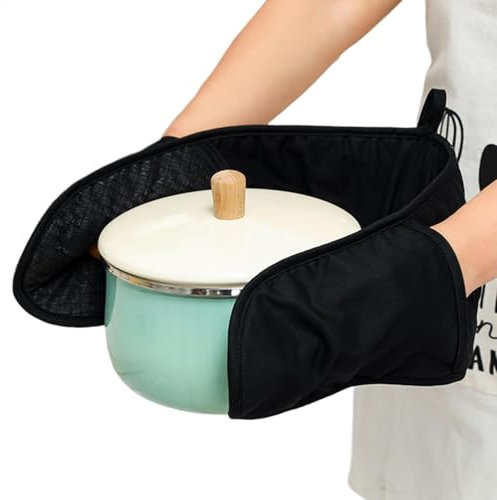 Lunaobrik Double Gants de Four résistants à la Chaleur, Gants de Four Doubles connectés, maniques résistantes à la Chaleur - de Four Double Long, Gants de Cuisine de Barbecue résistants à la
