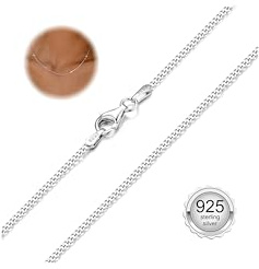 CASSIECA Kette Silber 925 Damen Silberkette Damen 925 Ohne Anhänger Panzerkette 1.5 MM Halskette Silber Ketten für Frauen Mädchen 41CM