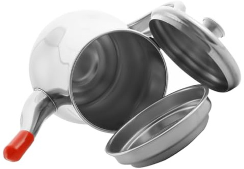 Acero Recipiente de 250ml para Inoxidable Aceite Cocina | Plata, Superficie Lisa, Reciclador de Aceite de Cocina, Resistente a Altas Temperaturas y Fácil de