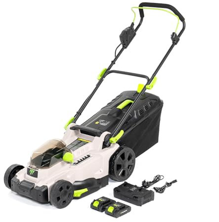 Murray Rasaerba a Batteria 2x20V Li-Ion con Motore a Induzione (2900 giri/min) MU-BAT-LM37-KIT – Larghezza di Taglio 37 cm, Raccoglierba da 35L, 6 Altezze – Taglio: Mulching, Posteriore, Cesto