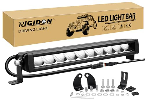 RIGIDON 12 Zoll 30 cm 30W 3000lm außen led lichtleiste, 12V 24V Light bar | alu, 6000K weiß, wasserdichte, offroad beleuchtung, arbeitsscheinwerfer, für auto ATV KFZ LKW 4x4 fahrzeuge traktor Pickup