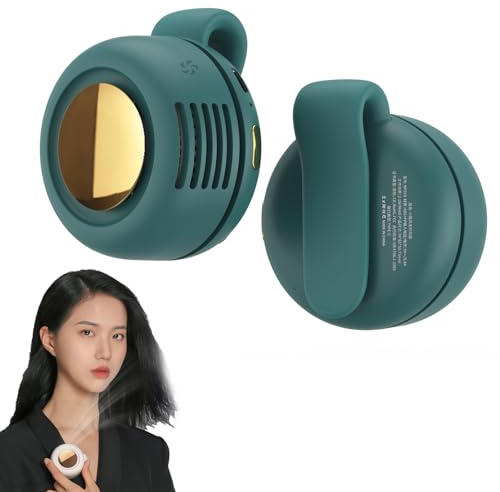 Zenova Portable Silent Mini Bladeless Electric Fan - Mini Whirlwind Fan for Waist Clip，3 Speeds USB Rechargeable Waist Clip Fans Clip-On Hands-Free Fans for Outdoor, Office, Travel (Green)