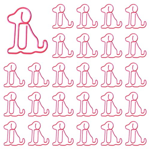 100 Stück Mini Hund Büroklammern, Bunte Niedliche Tierische Büroklammern, niedlich Metall Original Büroklammern, Wiederverwendbare Büroklammern für Büro, Schule und zu Hause verwenden (Rosa)