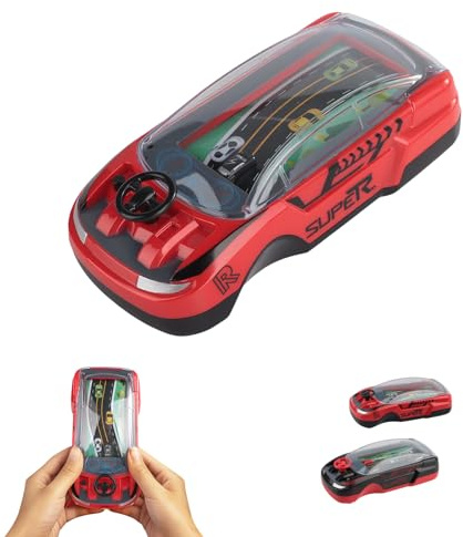 Handheld Car Games – Retro Mini Console With Car-Shaped Steering, Fun Car Racing Games For Kids, Portable Game Toy With Bright Colours, Arcade Features And Comfortable Hand Grip