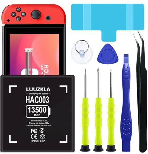 Luuzkla 13500mAh HAC003 Battery, (New Upgrade) Replacement for Nintendo Switch Game Console HAC-001 HAC-003 Internal, with Full Tool Kit