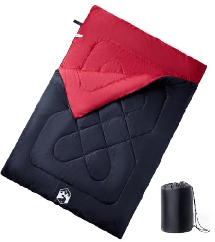 Générique Sac de Couchage Double et oreillers Adultes Camping 3-4 Saisons,Équipements Sportifs,Loisirs de Plein air,Camping et randonnée,Sacs de Couchage,Rouge,3.19 KG,94450