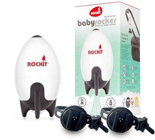 Rockit Rocker Rechargeable Pram Rocker - Baby Pushchair Rocking Device, Soothing Motion for Stroller or Buggy, Adjustable Speed, 60 Minute Timer, Universal Fit (Includes 2 Brackets)