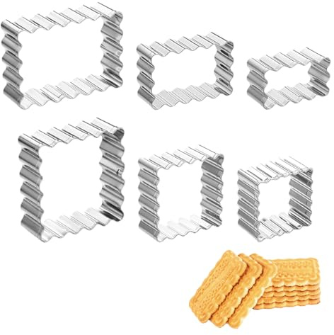 6 Pièces Emporte-Pièces Rectangulaires Dentelés en Acier Inoxydable | 6 Tailles Emporte Piece Patisserie Rectangulaires, Facile à Nettoyer, pour Fabrication de Pâtisseries, Biscuits