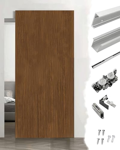 Schiebetür Komplettset Soft Close Ghost Pocket Door Trackless, Unsichtbare Versteckte Bypass-Schiebetüren für Scheunentüren, Hardware-Kit, Schwimmende Paneelschienen(2.9ft/88cm)