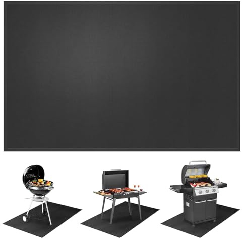 Mondoshop Feuerfeste Unterlage 100 × 150 cm- Bodenschutzmatte,Hitzeschutzmatte, Splatter Matte, Grillmatte für Gasgrill, Holzkohlegrill, Feuerschale, Kamin, Rasen, Terrasse, Camping & Outdoor BBQ