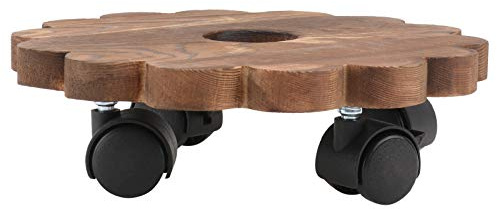 HOMOCONO Support de Pot de Fleurs Mobile en Bois Base Ronde 20 CM, Plateau Roulant pour Jardinières, Usage Intérieur et Extérieur