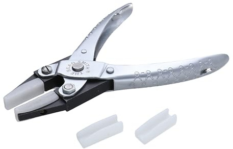 The Beadsmith Parallel Pliers – Double Nylon Flat Nose Jaws – Uniform Pressure to Provide a Consistent Grip – Textured Metal Handles – Replacement Jaws Included – Steel Tool for Jewelry Making