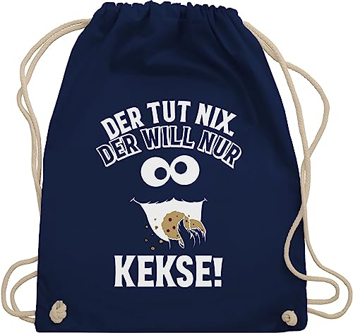 Turnbeutel Rucksack - Karneval & Fasching - Taschen - Der tut nix Der will nur Kekse I Krümelmonster I Cookie Monster I Keksmonster - Unisize - Navy Blau - cookies bag karnevalsbeutel faschings