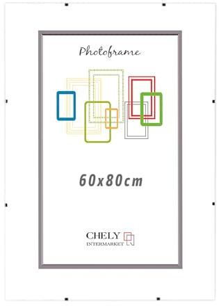 CHELY INTERMARKET MOD300 Marco Portafoto Clip Metacrilato Sin Borde Moderno 60x80cm Montaje Vertical Horizontal Decoración Posters Carteles Oficinas Galerías Color Transparente Incluye 1 Unidad
