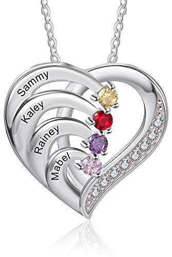 Ashleymade Personalisierte Namenskette Silber 925 Halskette Damen Herz Anhänger mit Namen Gravur Mutter Tochter Kette Geschenk für Muttertag Valentinstag Weihnachten