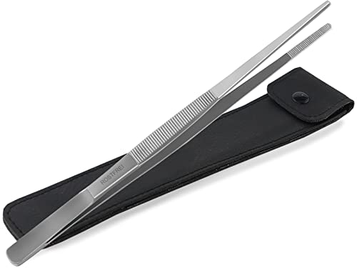 Profi Aquarium Terrarium Pinzette Wasserpflanzen Pflanzenpinzette aus rostfreiem Edelstahl Gerade Futterpinzette mit Innenzahnung Zubehör für Aquarien und Terrarien (30,0 cm)
