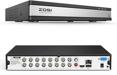 ZOSI H.265+ 1080P FHD 16 Channel DVR for Home Security Camera System with AI Human Vehicle Detection, Hybrid 4-in-1(Analog/AHD/TVI/CVI) Surveillance CCTV DVR Recorder, Remote Access, Email Alarm