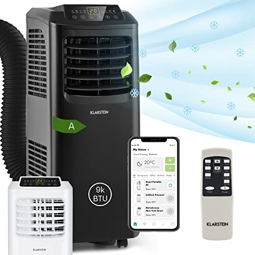 Klarstein Klimaanlage, 4-in-1 Klimagerät, Entfeuchter, Ventilator & Nachtmodus, Mobile Klimaanlage mit Abluftschlauch, App-Steuerung, Air Conditioner für Räume bis 44 m², 9000 BTU, Weiß