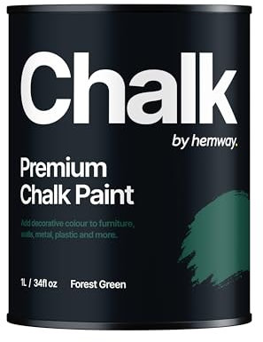 Chalk Paint Forest Green Furniture Paint 1L, Matt Finish Shabby Chic, Chalk Furniture & Walls, Quick Dry & 1 Coat, Hemway