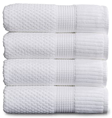 NY Loft 100% Cotton Bath Towel Set of 4 | White Towels | Oeko-TEX® Standard 100 | Soft & Absorbent, Quick-Dry Bath Towels | 30 x 52 | | Trinity Collection - White