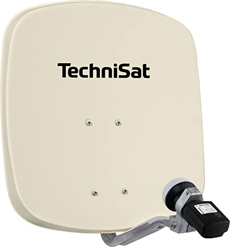 TechniSat DIGIDISH 45 - Parabola satellitare per 1 partecipante (piccolo impianto satellitare da 45 cm - set completo con staffa a muro, cercatore di satelliti V/H-LNB e raccordo su tubo) beige