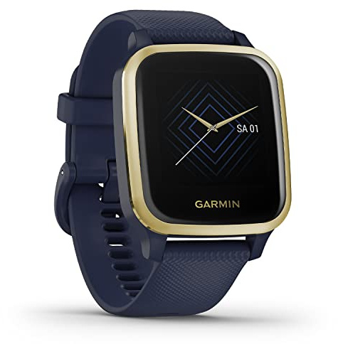 Garmin Venu Sq Music, Smartwatch GPS Sport con Lettore Musicale, Monitoraggio della Salute e Garmin Pay, Blu (Blu/Oro) (Ricondizionato)