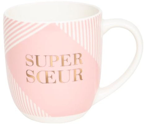 DRAEGER PARIS 1886 | Mug en Céramique Rose Super Soeur | Idée Cadeau Famille, Soeur, Amie | Anniversaire, Noël | Humour, Amour, Amitié | 320 ml | Coffret Cadeau Chic