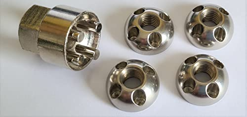 Edelstahl Anti-Diebstahl Muttern M6 M8 M10 M12 V2A diebstahlhemmende Sicherheitsmutter V2A Mutternschloss Diebstahlschutz Diebstahlsicherung 4-LOCH (4 Muttern 1 Nuss, M8)