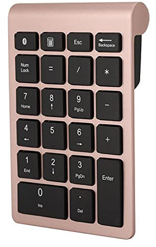 Jopwkuin Pavé Numérique Bluetooth 22 Touches - Clavier Multifonctions avec Touches Fléchées pour Ordinateur Portable (Or Rose)