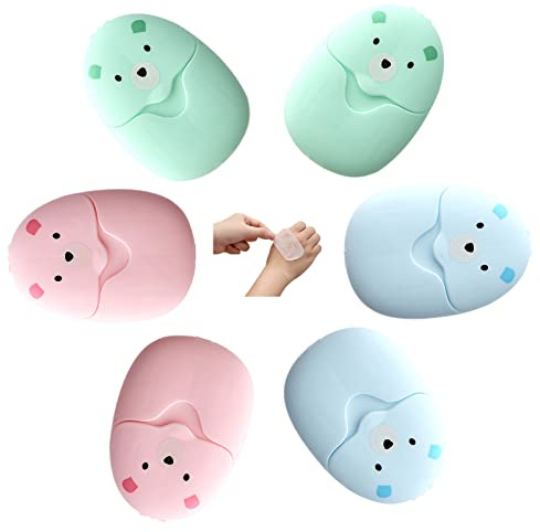 6 Cajas De Hojas De JabóN Mini Hojas De JabóN JabóN De Papel PortáTil para Viajes Al Aire Libre, Acampar sobre La Marcha, 50 Hojas De JabóN/Caja para Cada Caja, Rosa, Azul, Verde, 7,5 × 5,5 Cm