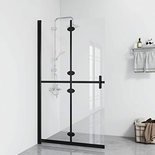 Chusui Faltbare begehbare Duschwand, Duschrückwand, Duschabtrennung, Glaswand Dusche, Duschglaswand, Duschtrennwand, Transparentes ESG Glas 90x190 cm