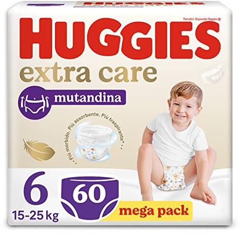 Huggies Extra Care Trosor storlek 6 (15-25 kg), Förpackning om 60 blöjor