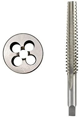 ALEYHA 2 Stück Trapezgewindebohrer Und Schneideisen Handmaschinen-Steckergewindebohrer HSS Gewindebohrer TR Gewindebohrer-Set,TR14x3 Rechts
