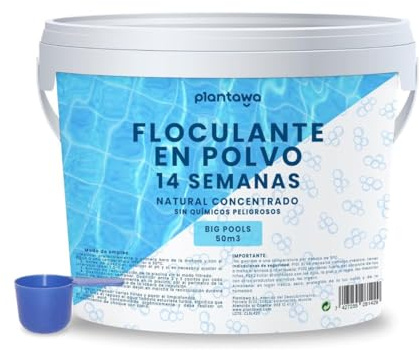 PLANTAWA Koncentrerad pool flockningsmedel för 14 veckor. Turbiditet Eliminator för stora pooler och spa, klargörande för klart vatten, säker vegansk naturprodukt för hela familjen.