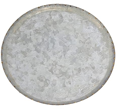 MACOSA SA02092 Blechteller Dekoteller Silber Gold Ø27 cm rund Metall Teller Deko Tischdekoration Dekotablett Dekoschale Tablett