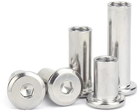 10 Stück/Los M3 M4 M5 M6 M8 Edelstahl Flachsechskant Innensechskant Möbelnietverbinder Einsatz Verbindungshülse Überwurfmutter-M6,40 mm x10 Stück