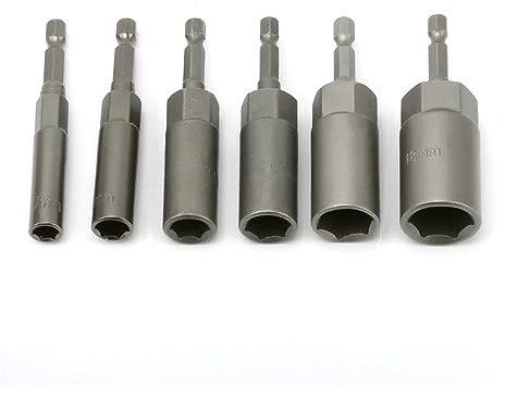 SeroNi 6Pcs 80mm Length Bolt Nut Driver Sockets Bit Set Deep Electric Wrench Socket 1/4 Hex Shank 7 9 11 13 16 18mm