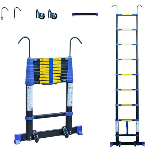 HOSTRÖM Echelle telescopique 2,6m TELESCOVA8+, Aluminium, Pliable, Extensible, Multi-Fonction, H Travail Max 3,5m, Crochets Amovibles, Garantie 5 Ans