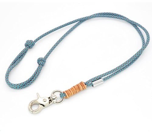 KENSONS for dogs PFEIFENBAND | Schoko-Türkis | verstellbar | Umhängeband mit kleinem Karabiner für Hundepfeife oder Schlüssel | Schlüsselband | Keychain | handgefertigt
