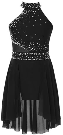 Freebily Abito da Pattinaggio Artistico Bambina Vestito da Balletto Nero 13-14 Anni