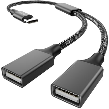 MOGOOD USB-C Splitter 1 auf 2 Kabel, 480Mbps, 1.5A, Dual USB, 1 St. schwarz | Nylon geflochten, Plug-and-Play, kompatibel mit Galaxy, A56, S26, S25, PC, Laptop, MacBook, Tablet, Office, Reisen, Gaming