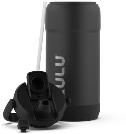 ZULU Goals 101oz Vacuum Triple Wall Insulated | Large Stainless Steel Water Bottle Thermoses with Carry Handle | Chug and Straw Spout | Travel, Gym, Hiking, Camping | 120 Hours Cold | Black