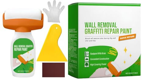 White Paint for Walls, Bathroom Paint Roller Set, White Ceiling Paint Repair Kit, Wall Paint Brush, Spackle Wall Repair, Wall Filler with Scraper, Sandpaper and Gloves