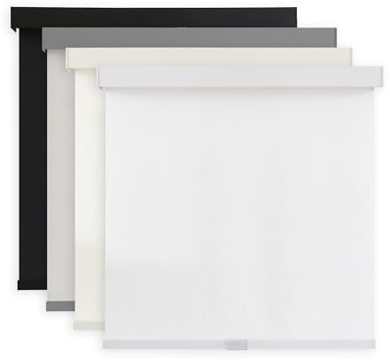 AOSKY Light Filtering Roller Shades Cordless Blinds for Windows, 1% Openness Free-Stop Shades with Valance, Thermal Insulated Fabric, UV Protection, Natural Woven Blinds（20 W x 72 H, White）